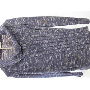 Cozy Women's Cowl Neck Sweater - Blue Mix Knit